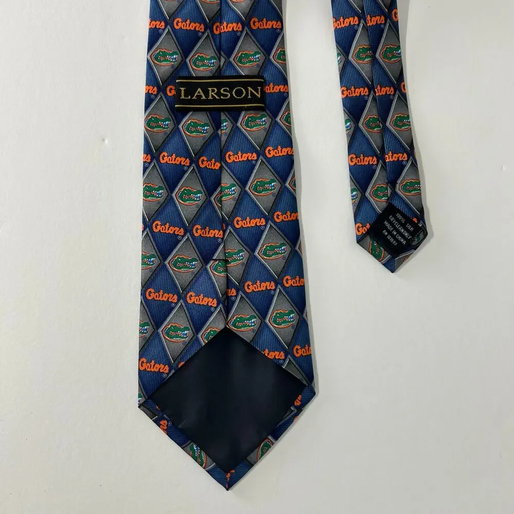 Vintage University of Florida Tie 100% Silk Gators Neck Tie College Blue Orange